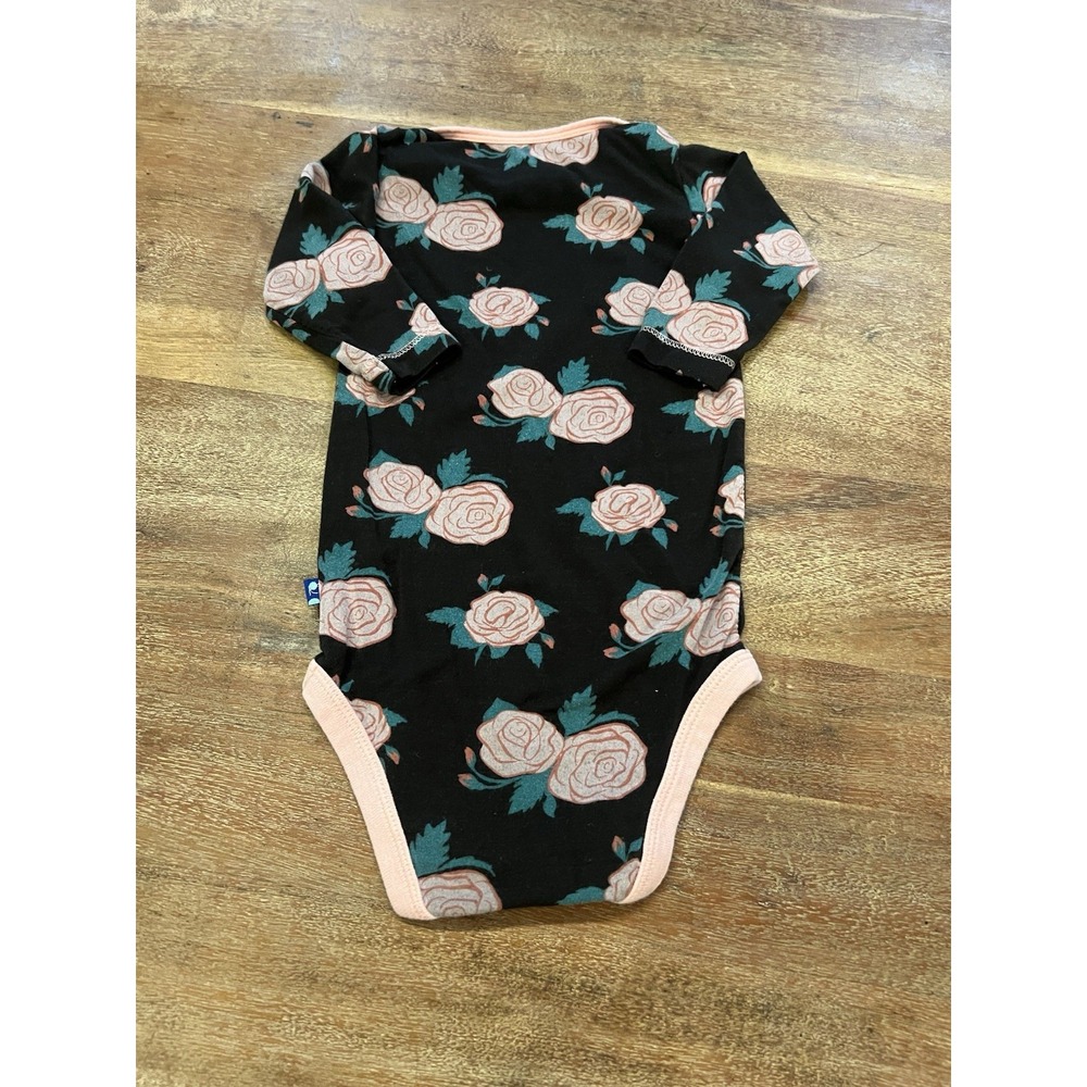 Kickee Pants Long Sleeve‎ One Piece Infant 6-12 Month Black English Rose Garden
